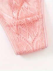 5 Pack Plus Size Sexy Lace Thongs Set Soft Breathable Bow Front Panties