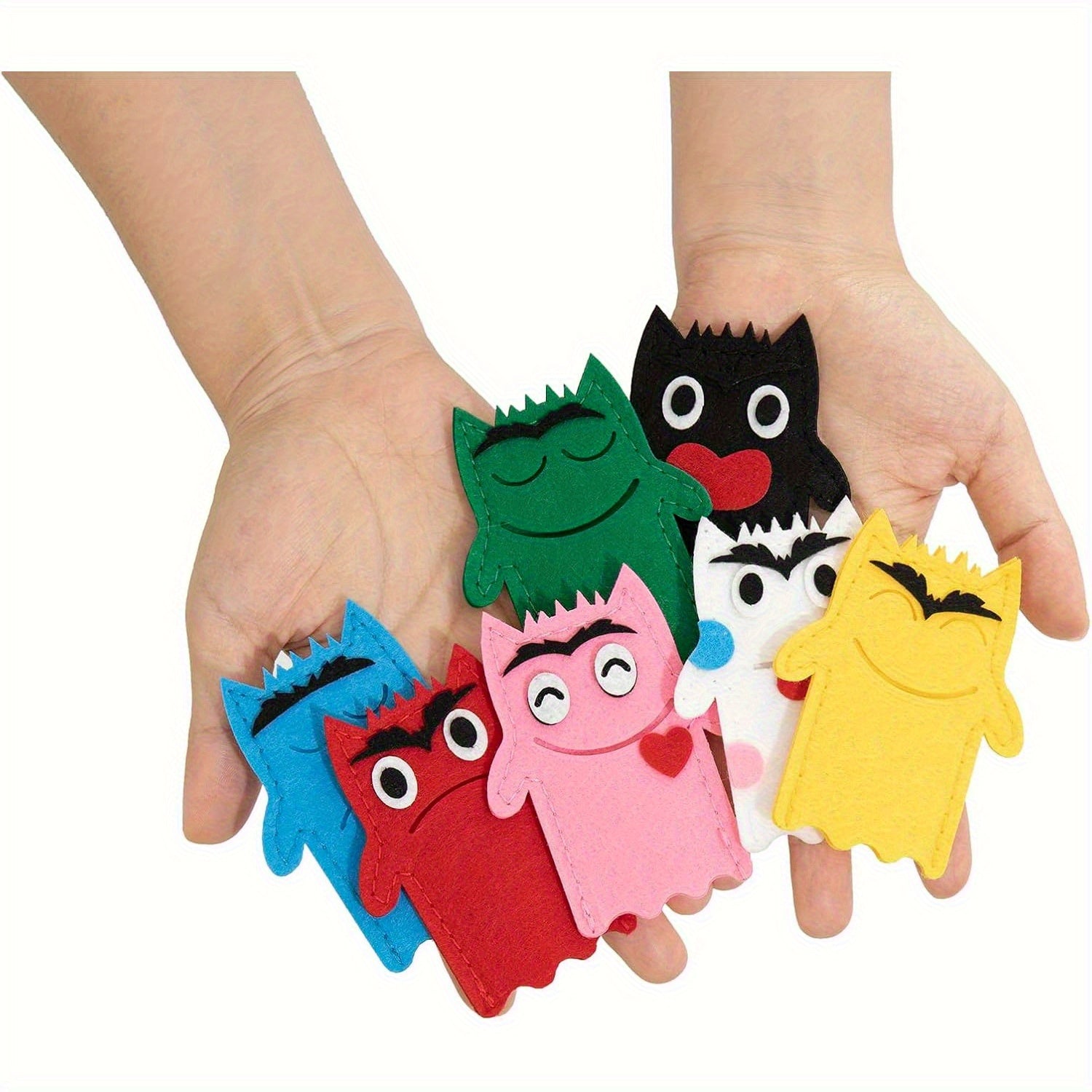 Colorful Felt Monster Finger Puppets for Emotional Learning