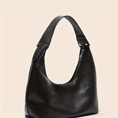 Vintage Crescent Shoulder Bag Faux Leather Zip Closure