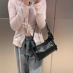 Minimalist Baguette Bag For Women Motorcycle Handbag