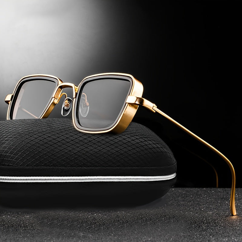 Men's Metal Square Frame Sunglasses for Outdoor Vacation