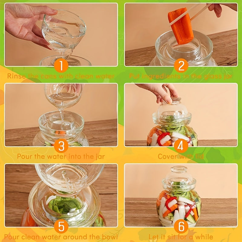 Chinese Glass Pickle Jar 1500ml Fermentation Jar with Water Seal