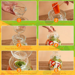 Chinese Glass Pickle Jar 1500ml Fermentation Jar with Water Seal