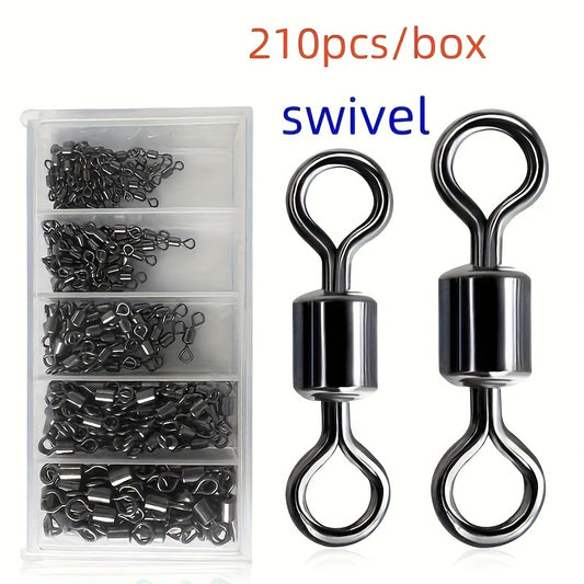 210pcs Fishing Barrel Swivels High Strength Fishing Connectors