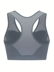  Sporty Bra Women's Geometric Pattern Round Neck Bra