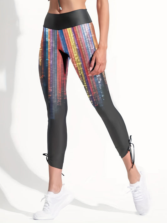 Yoga Drawstring Cropped Leggings High Waist Seamless Gym Pants