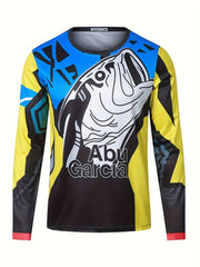 Fish & Letter Print Men's Long Sleeve T-shirt - Stylish Graphic Top for Men
