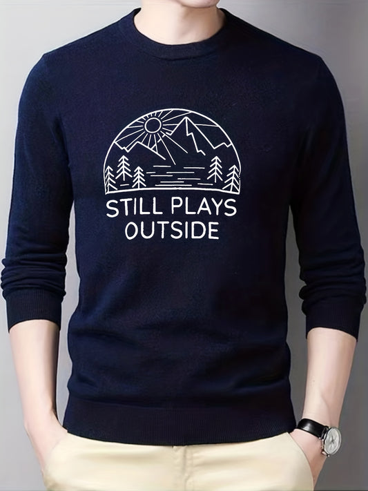 Scenery Pattern Print Men's Knitted Sweater