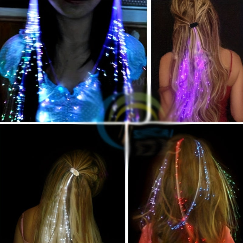 4pcs Glowing Butterfly Braids Fiber Optic Wigs with Hair Clips
