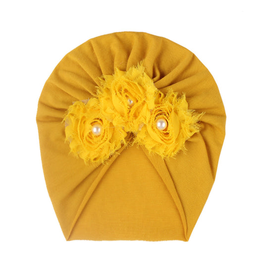 Baby Turban Hat With Flower, 0-3 Years Old