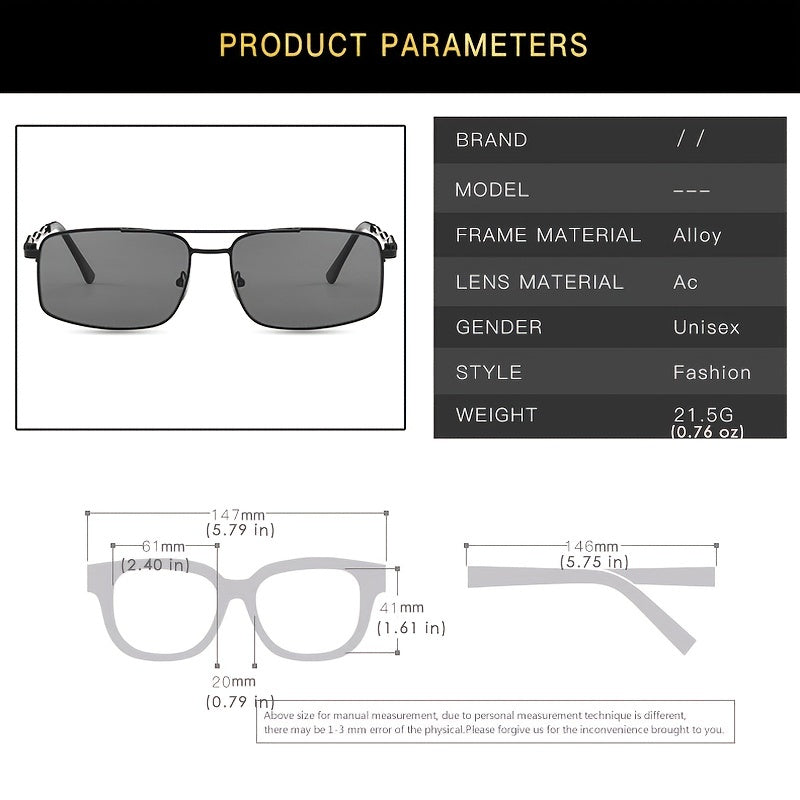 Square Frame Metal Aviator Sunglasses for Women