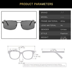 Square Frame Metal Aviator Sunglasses for Women