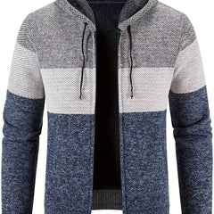 Men's Sherpa Lined Hooded Jacket Thickened Warm Casual Knitted Cardigan