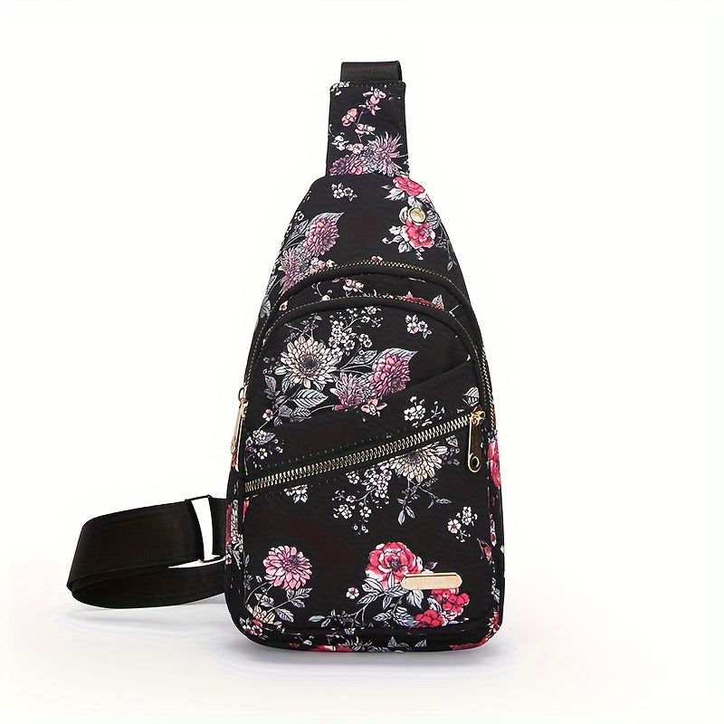 Floral Pattern Sling Backpack Chest Bag Oxford Cloth Crossbody Bag