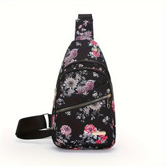 Floral Pattern Sling Backpack Chest Bag Oxford Cloth Crossbody Bag