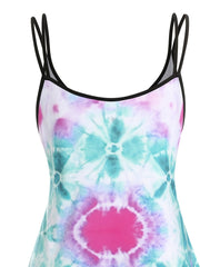  Tie Dye Split Strap Round Neck Cami Dress