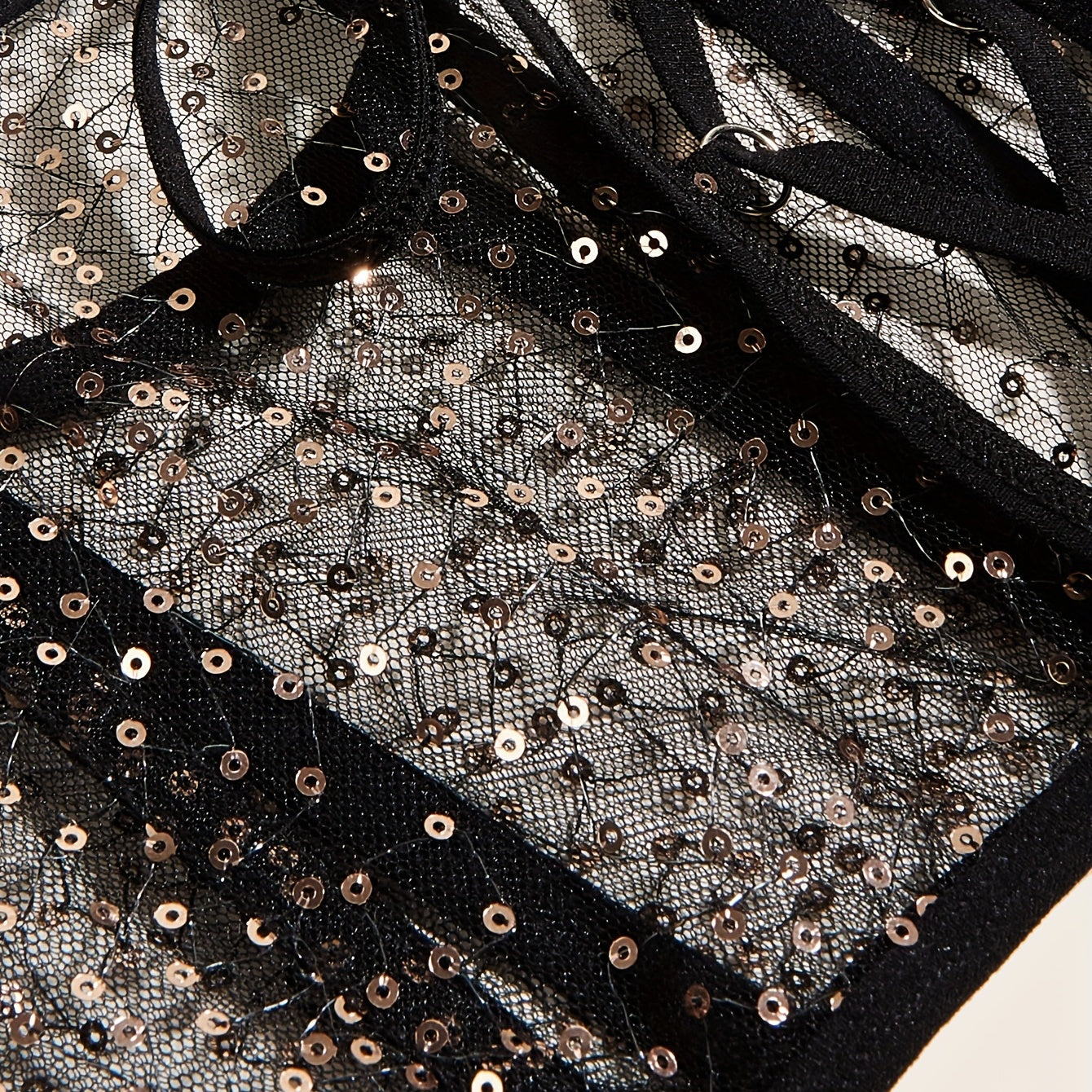 Y2K Transparent Sequin Corset Belt Lace Up Waistband