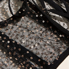 Y2K Transparent Sequin Corset Belt Lace Up Waistband