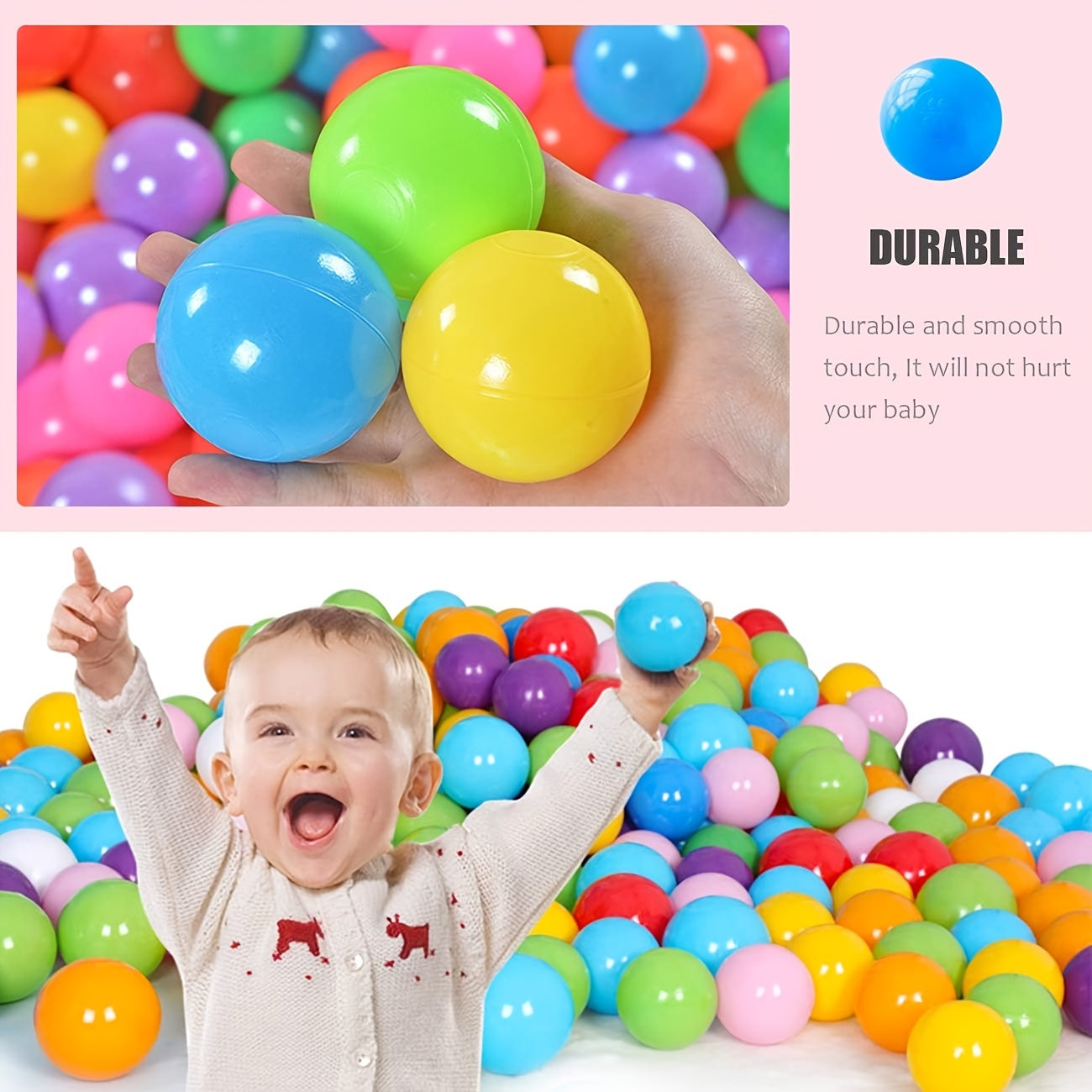 125pcs Rainbow Ocean Ball Playset 7 PE Material Non Toxic