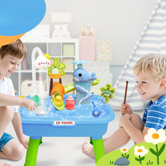 Summer Water Play Fishing Toy Set with Tableware Accessories Beach Toy