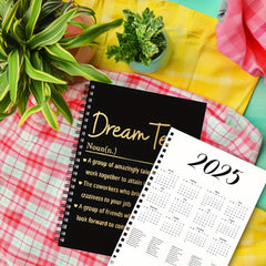 Inspirational Spiral Notebook DREAM TEAM Motivational with Golden Text 100 Pages