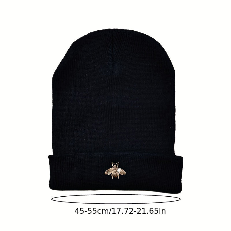 Bee Embroidery Couple Beanie Unisex Knit Hat Hip Hop Skull Hats