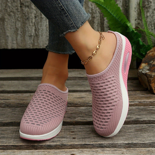 Women's Air Cushion Platform Mules Closed Toe Shoes