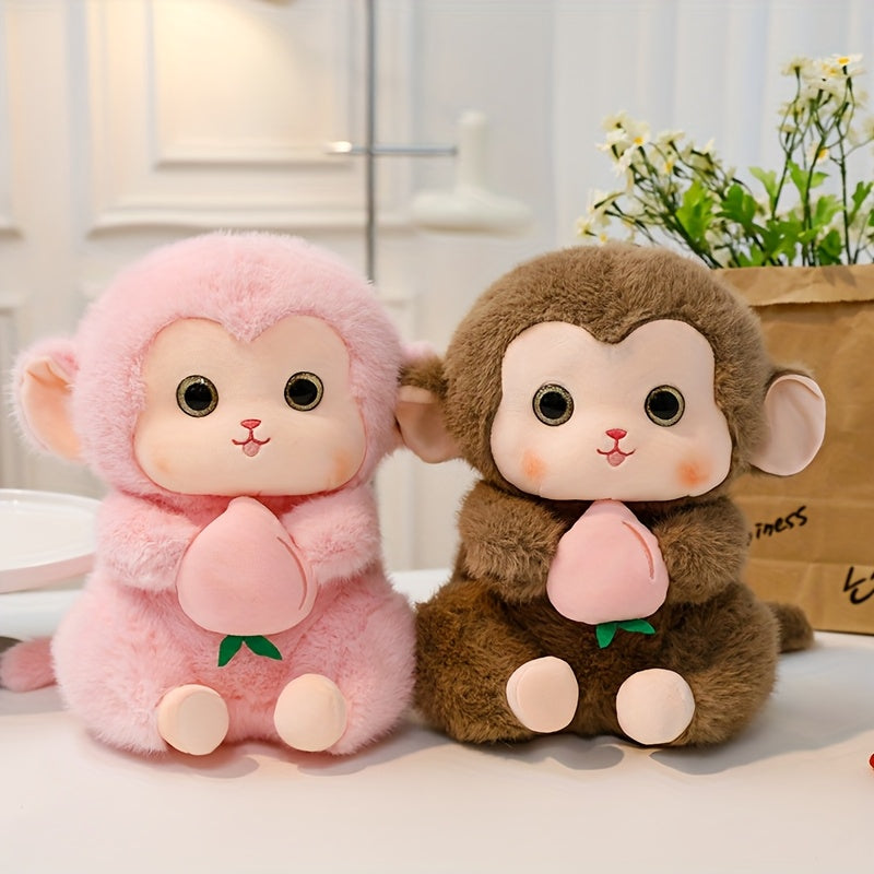 Adorable Plush Monkey Toy Soft Stuffed Animal Pink & Brown Gift