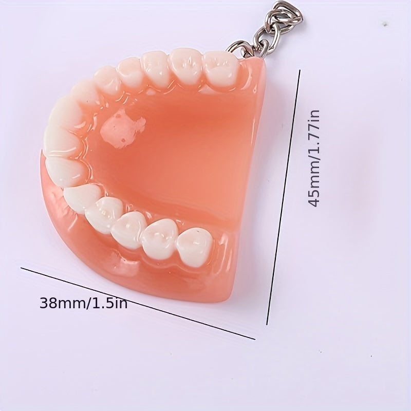 Denture Model Keychain Funny Resin Tooth Key Ring Accessory