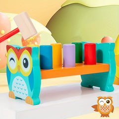 Wooden Owl Sensory Toy Interactive Hammering Game for Kids