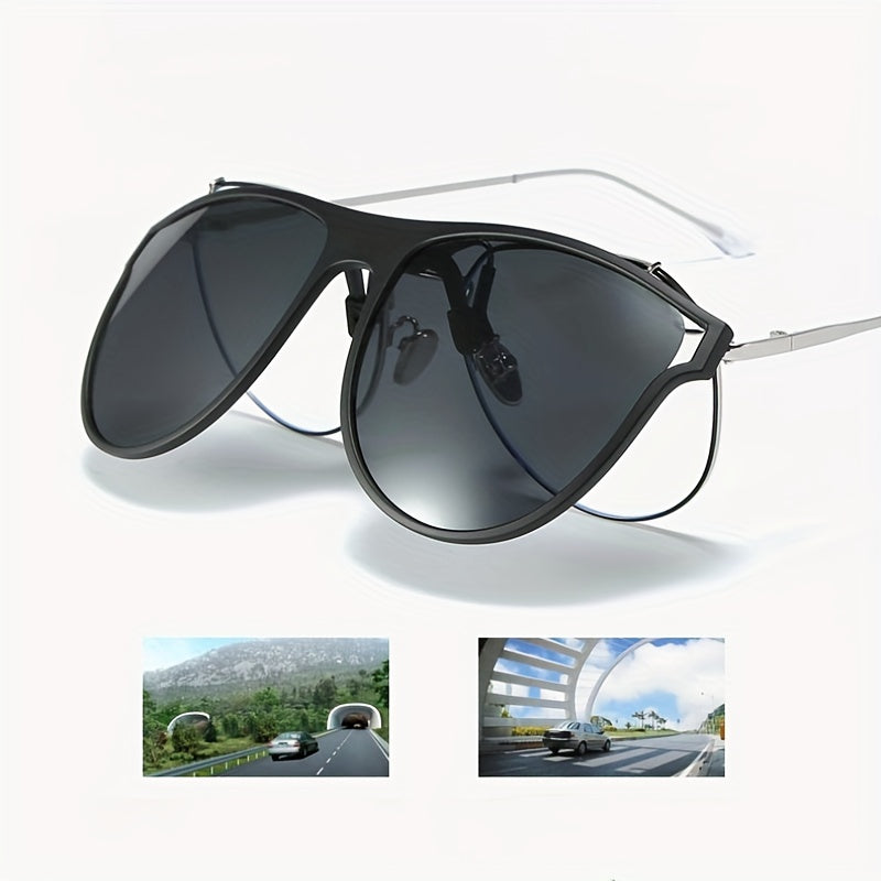 Polarized Clip On Sunglasses UV Protection Flip Up Glasses for Men