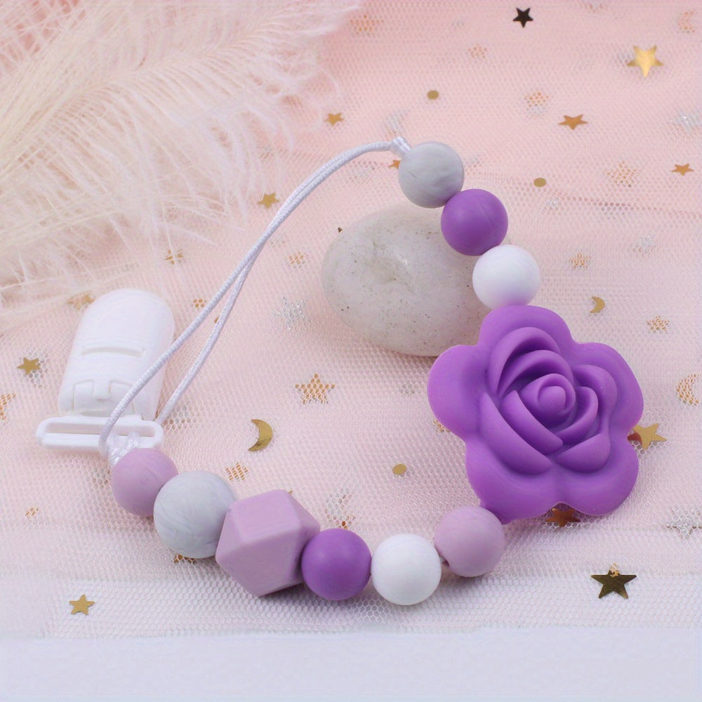 Rose Flower Pacifier Chain for Baby Teething & Anti Lost Strap