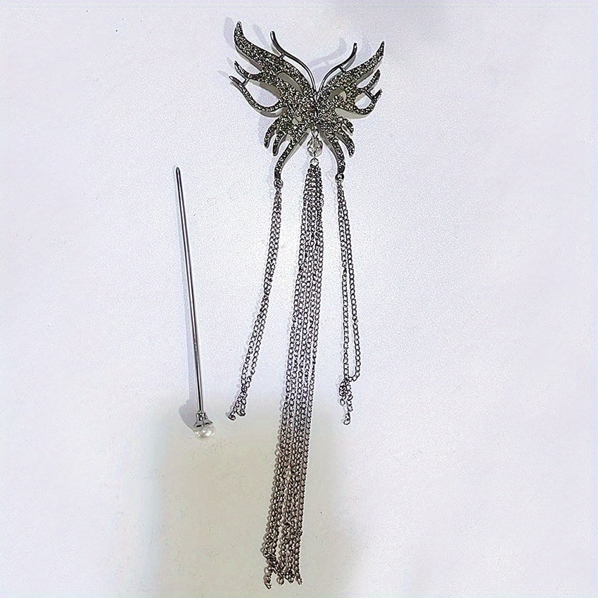 Chinese Style Rhinestone Butterfly Hairpin for Girls