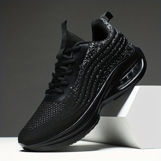 Men's Knit Air Cushioned Lace Up Casual Shoes Lightweight Non Slip Sneaker