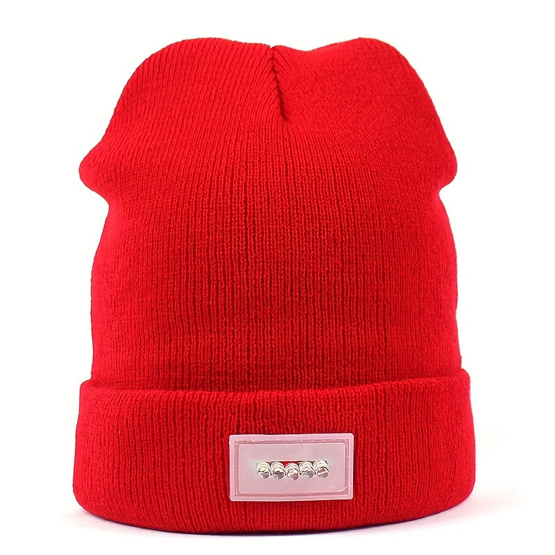 LED Light Beanie Hat Warm Solid Knitted Hat Unisex Outdoor Fishing Hiking