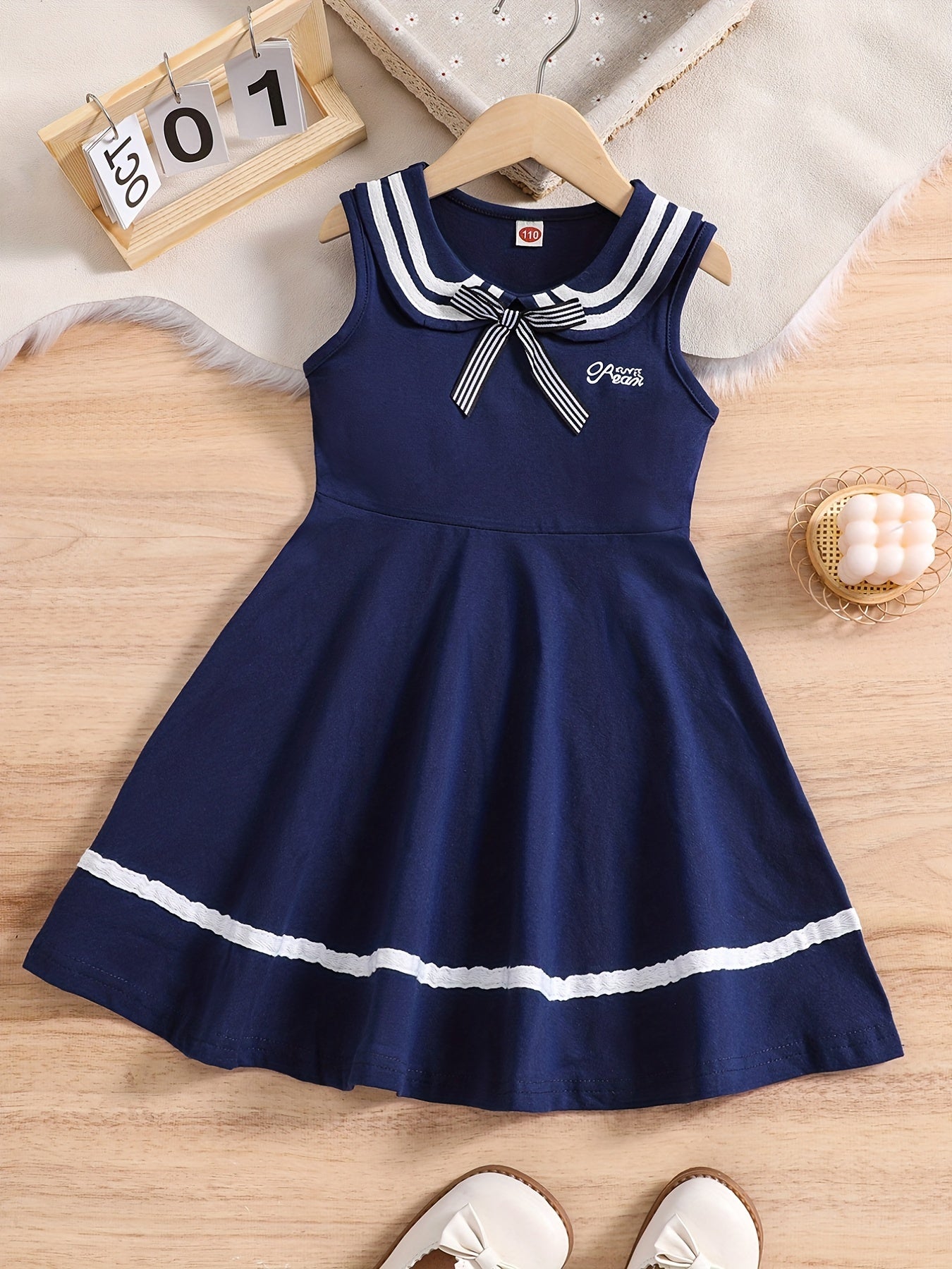 Girls Striped Sleeveless Dress Varsity Style Kids Cotton Dress