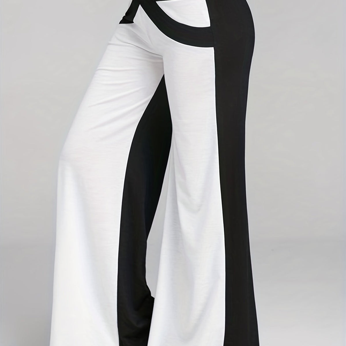Colorblock Patchwork Wide Leg Pants Spring & Fall Women's Clothing