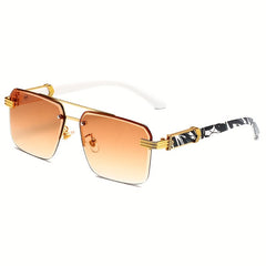 Stylish Oversized Square Sunglasses Marble Wooden Temples Women