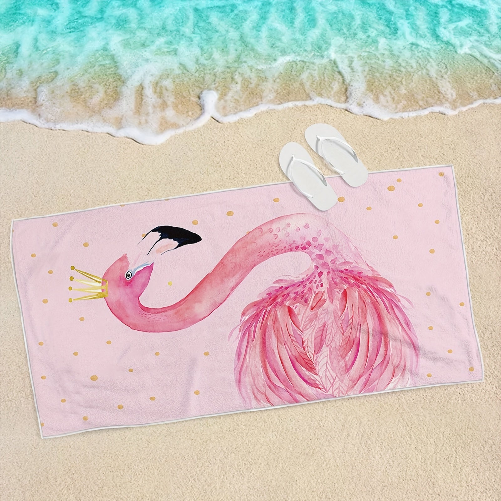 Flamingo Pink Microfiber Beach Towel Quick Drying Absorbent Cartoon Print