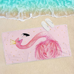 Flamingo Pink Microfiber Beach Towel Quick Drying Absorbent Cartoon Print