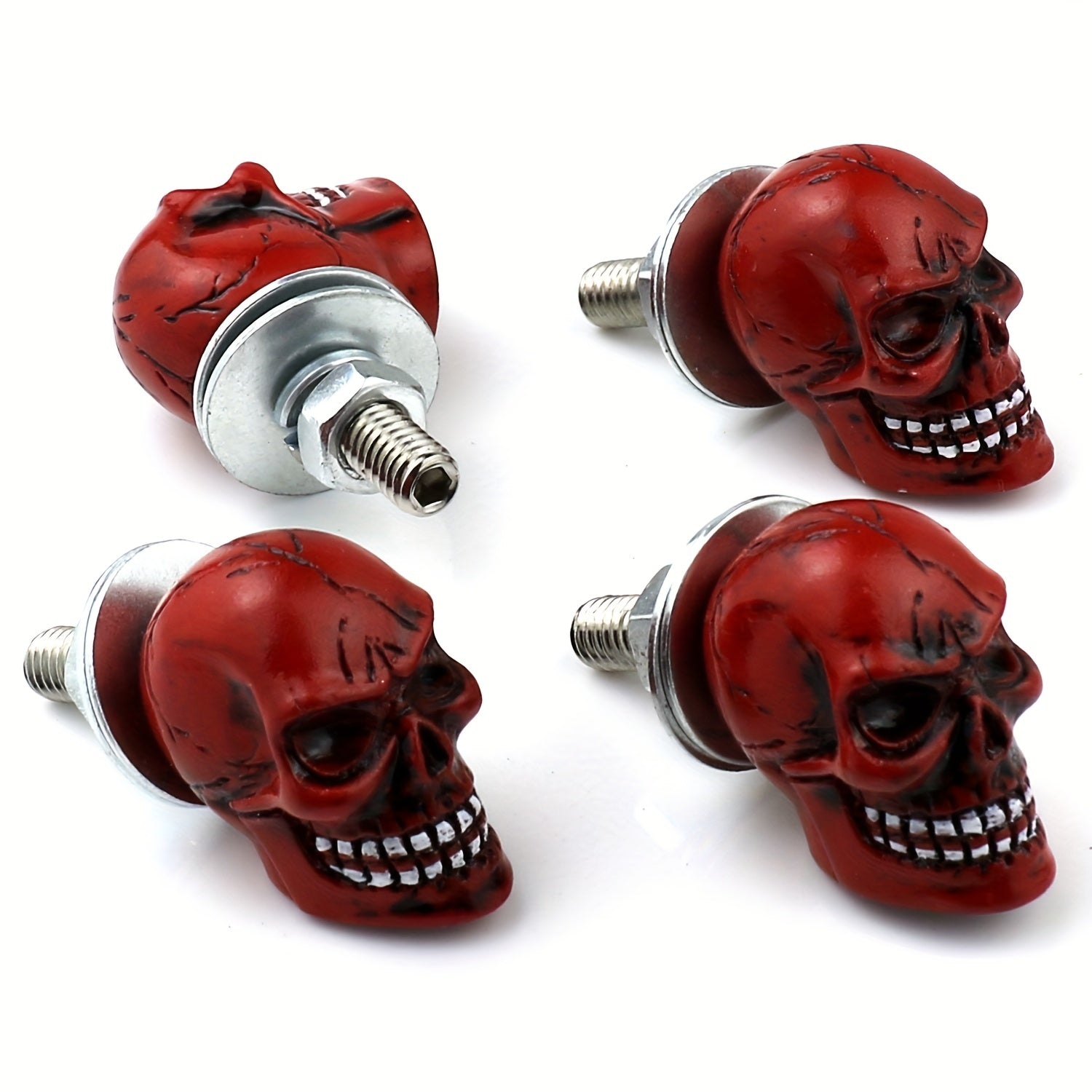 4pcs Plate Screw Skull Decoration Anti Theft Fasteners Trim Kit