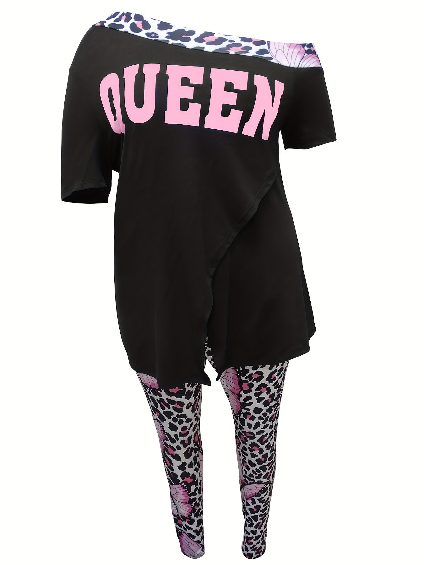  Casual Outfits Set One Shoulder Top & Pants Two Piece Set