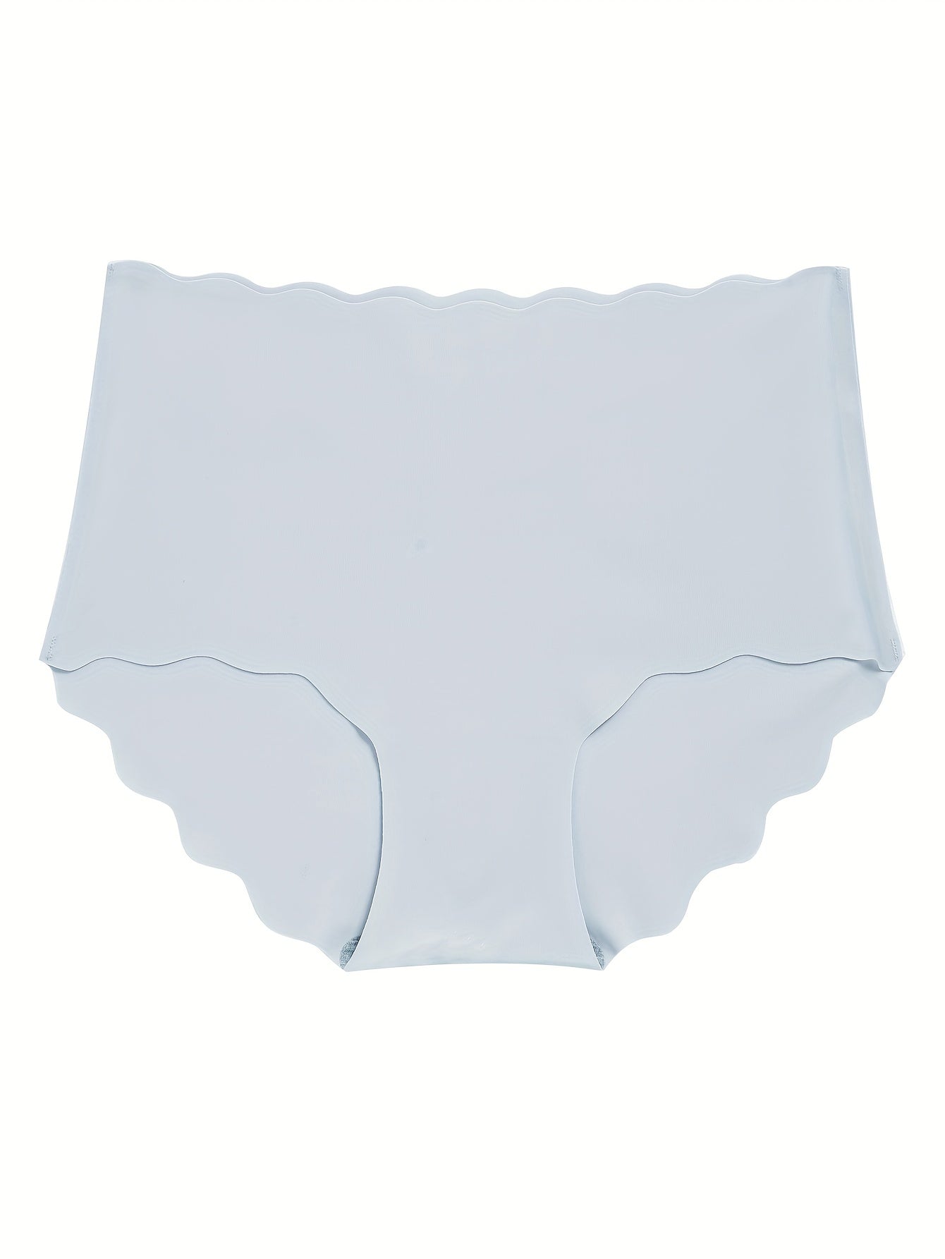 Seamless Solid Briefs Scallop Trim Panties