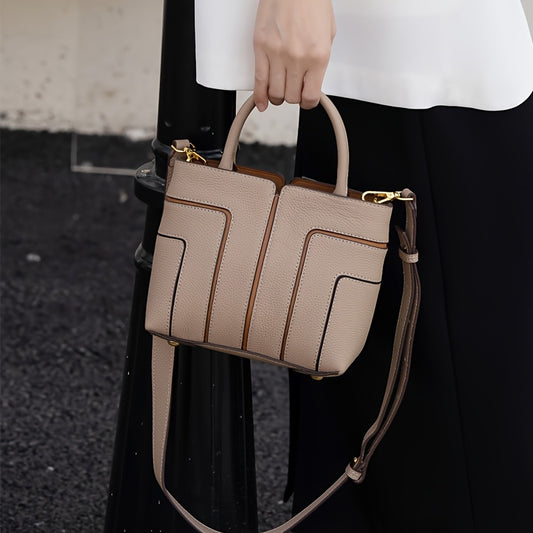 Leather Women's Crossbody Tote Bag High Capacity Handbag Zipper Closure