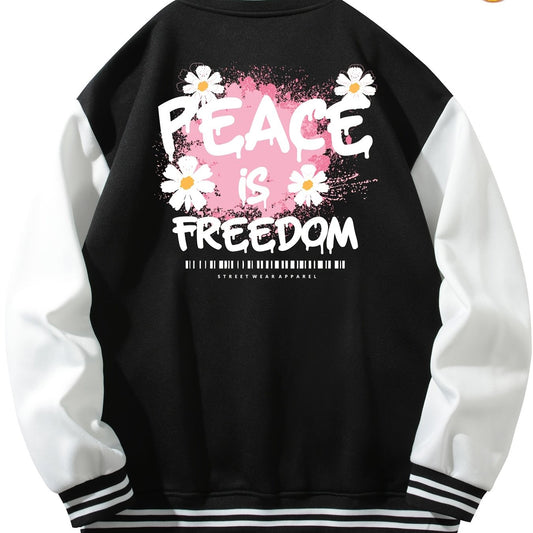 Men's Flower Graphic Print Baseball Jacket