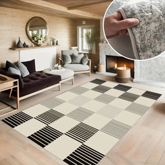 Large Non Slip Grid Patterned Carpet