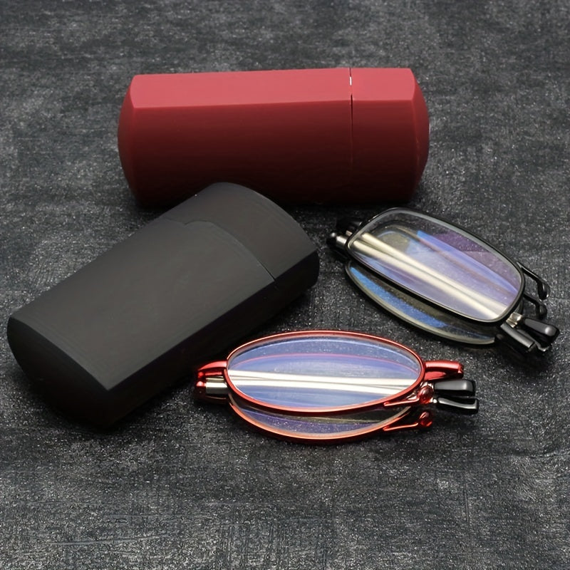 Foldable Reading Glasses Portable Anti Light Spring Hinge Readers Glasses Case