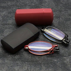 Foldable Reading Glasses Portable Anti Light Spring Hinge Readers Glasses Case