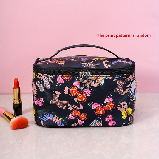 Butterfly Print Cosmetic Bag Waterproof PU Leather Makeup Bag