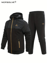 Men's Active Hooded Jacket & Stretch Pants for Outdoors